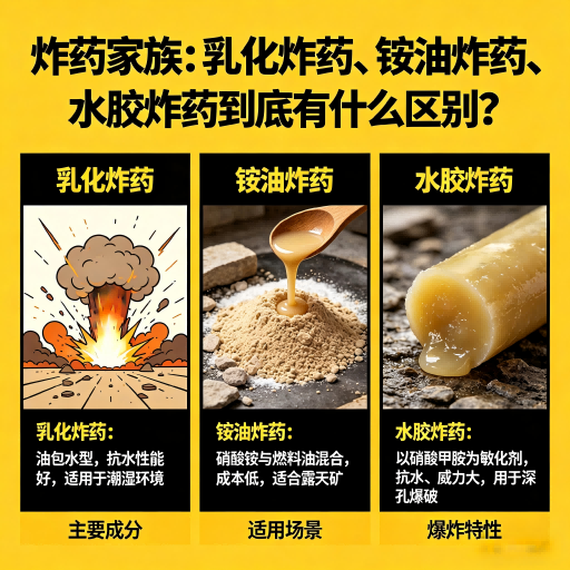 甘谷炸药家族：乳化炸药、铵油炸药、水胶炸药到底有什么区别？